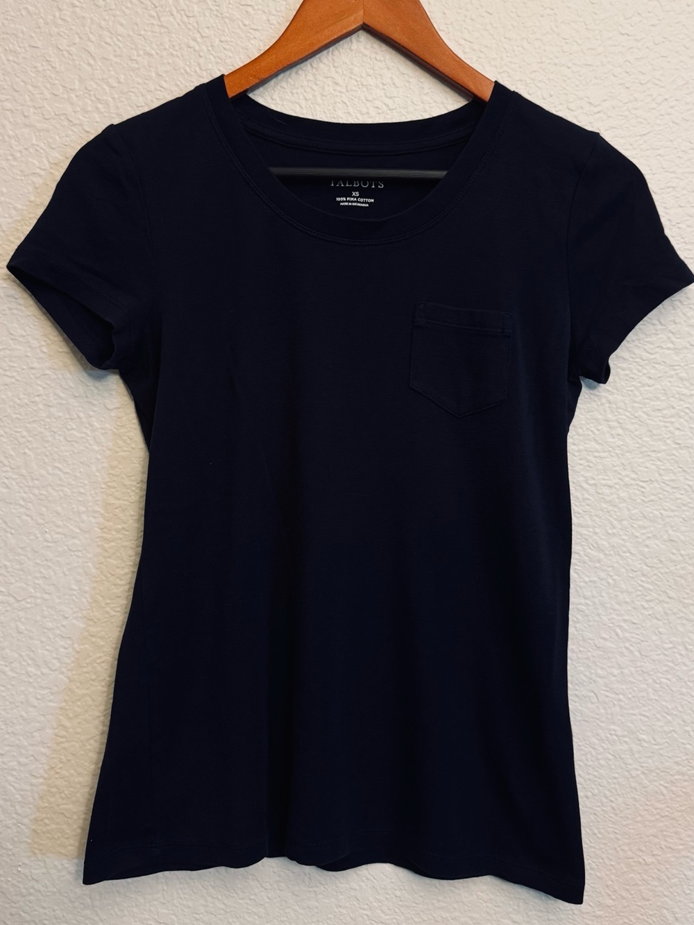 Talbots Black Pima Cotton Pocket T-Shirt XS